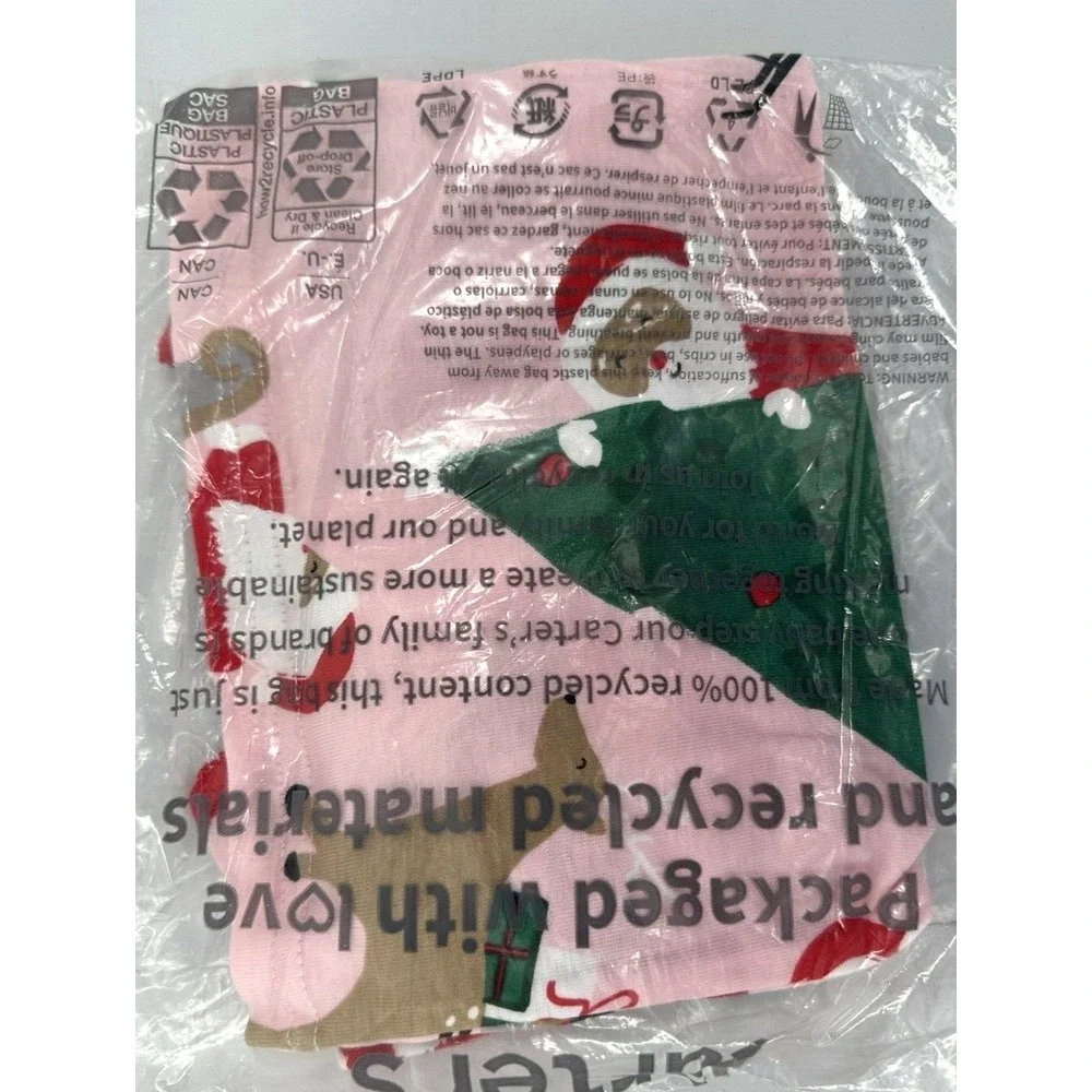 CARTER'S TWO PIECE CHRISTMAS‎ PAJAMAS Infant Girl Size 12 Months Pink - Picture 3 of 3